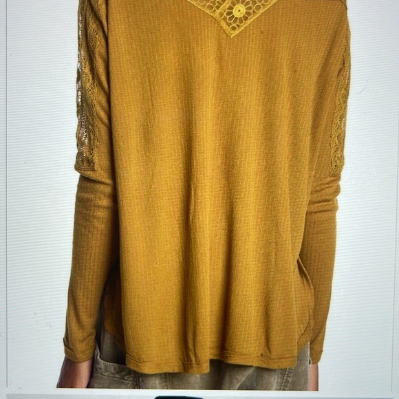NWOT - Free People Lola Long Sleeve Mustard Colored Top Size XS P2P: 28 - Picture 2 of 15